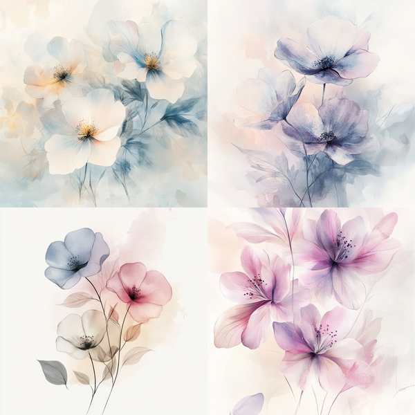 水彩插画：梦幻花卉