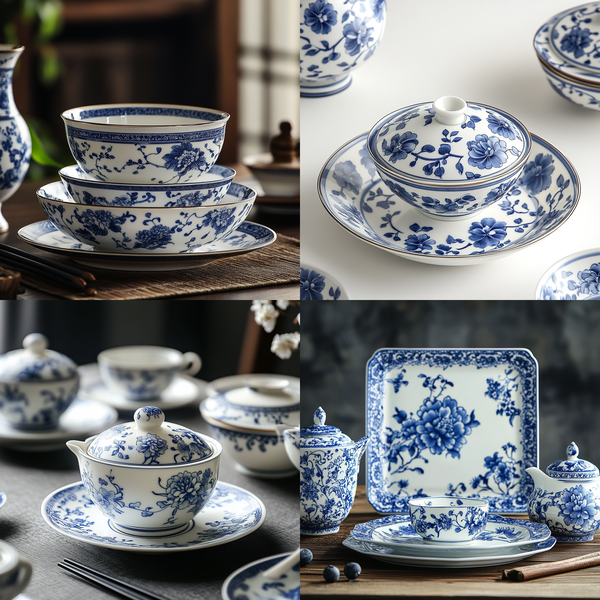 传统中式青花瓷餐具